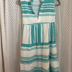 Elegant Teal Patterned Women's Beach Dress
